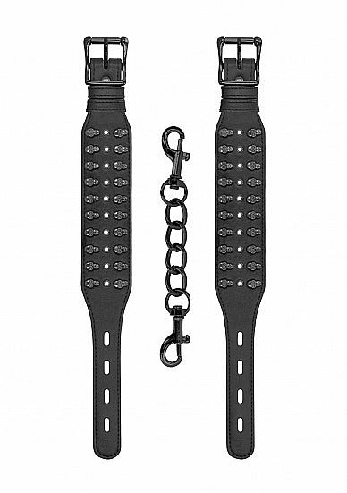 Skulls and Bones Ankle Cuffs with Skulls Black